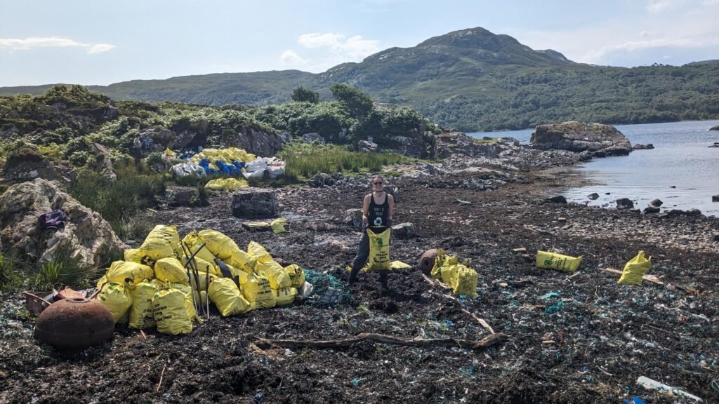 three quarters of the way through the beach clean